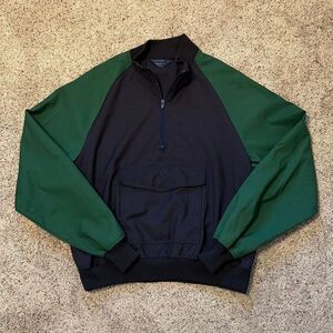 Vintage The Mens Shop JcPenney 80’s Navy Blue Green 1/2 Zip Jacket Large